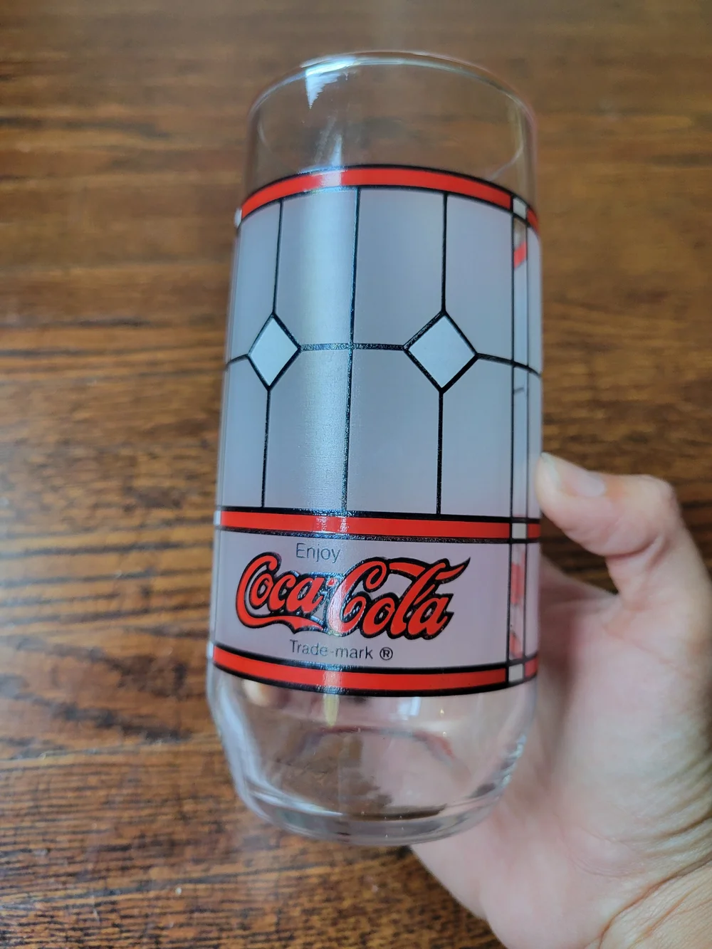 Coca-Cola Vintage Pizza Hut Frosted Tiffany Style Stained Glass 16oz